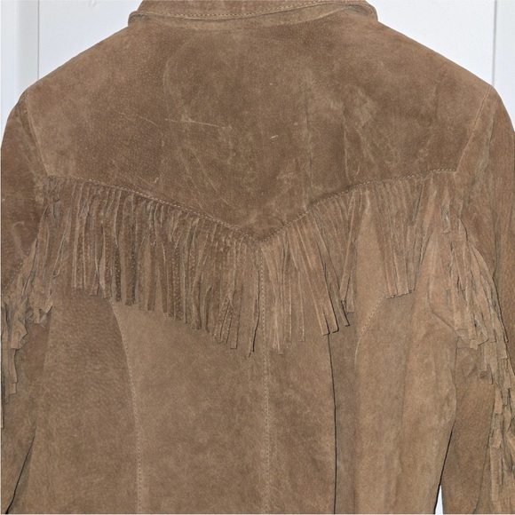 Denim & Co XL Tan Suede Fringe Jacket - Picture 4 of 6